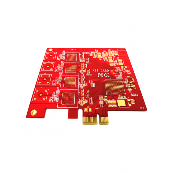 8 Layers Red solder-mask ENIG pcb with Hard gold fingers